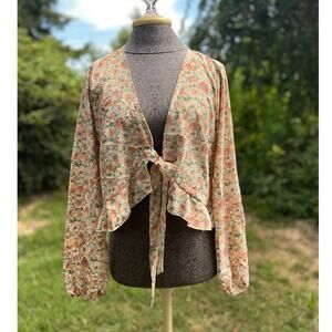 Sadie and Sage women's floral tie front boho floral blouse top size XL NWT